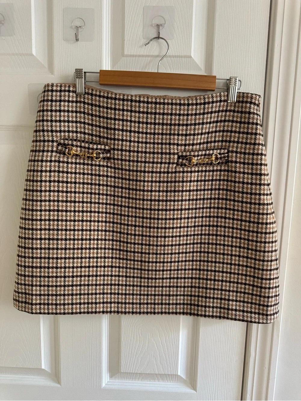 LOFT Horsebit Plaid Mini Skirt 14